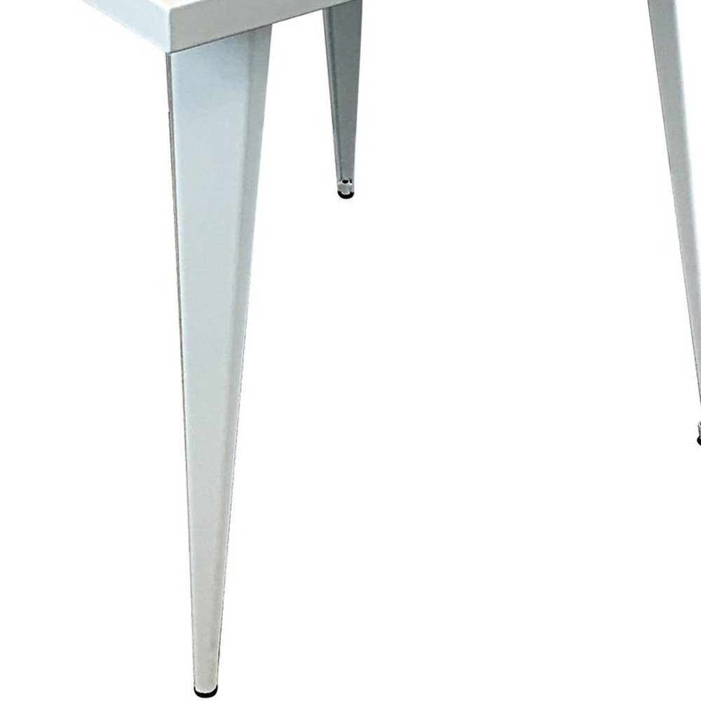 White Steel and Metal Square Dining Table - 32-inch