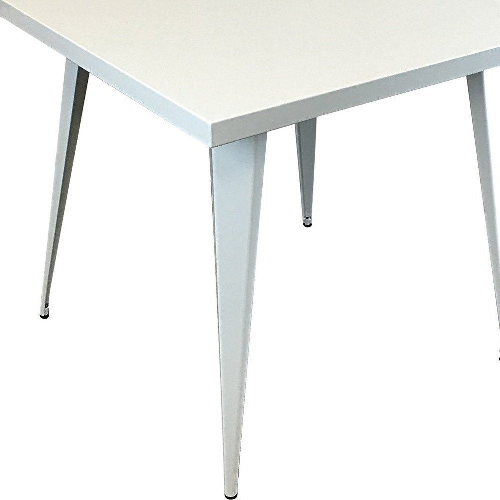White Steel and Metal Square Dining Table - 32-inch