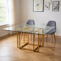 Clear and Silver Glass and Metal Pedestal Base Square Dining Table - 59-inch
