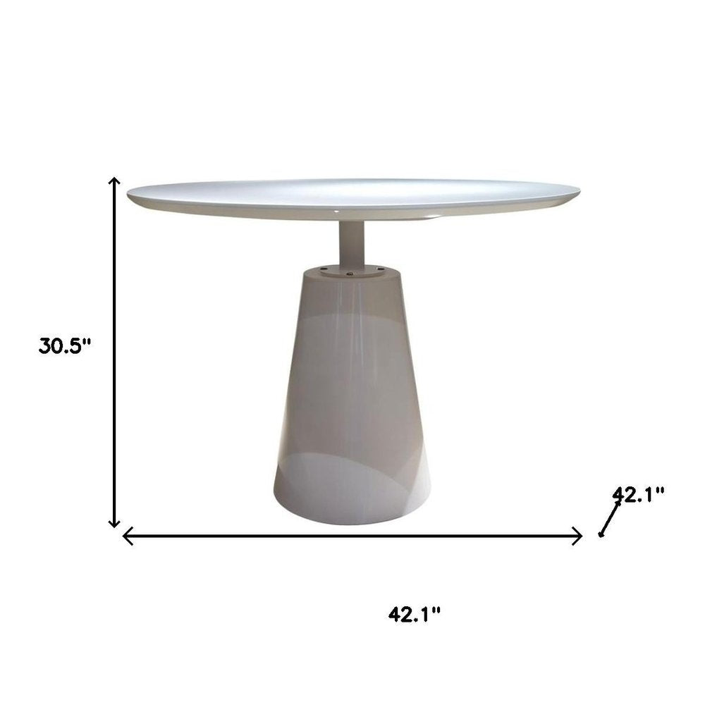 White Wood and Metal Pedestal Base Round Top Dining Table - 42-inch