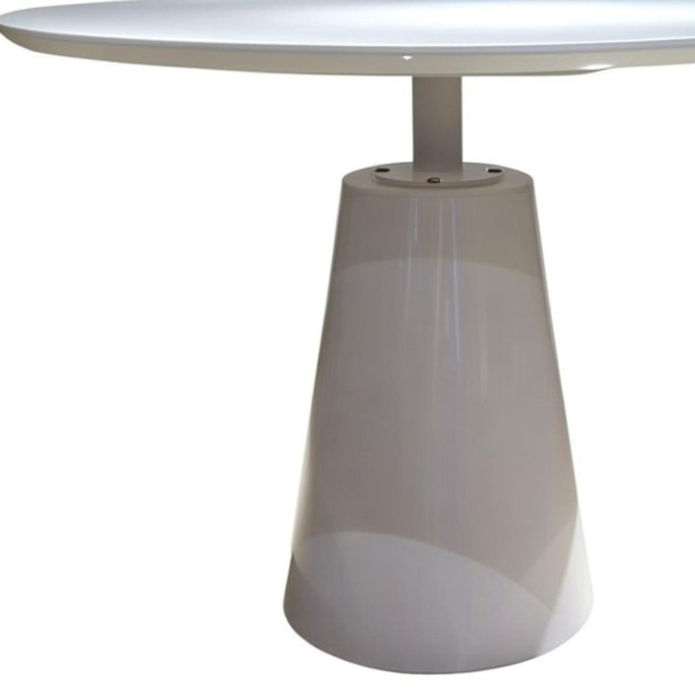 White Wood and Metal Pedestal Base Round Top Dining Table - 42-inch