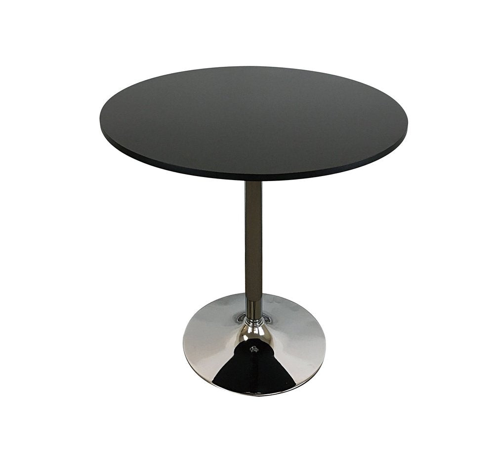 Black and Silver Wood and Metal Pedestal Base Round Top Dining Table - 36-inch