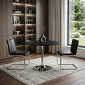 Black and Silver Wood and Metal Pedestal Base Round Top Dining Table - 36-inch