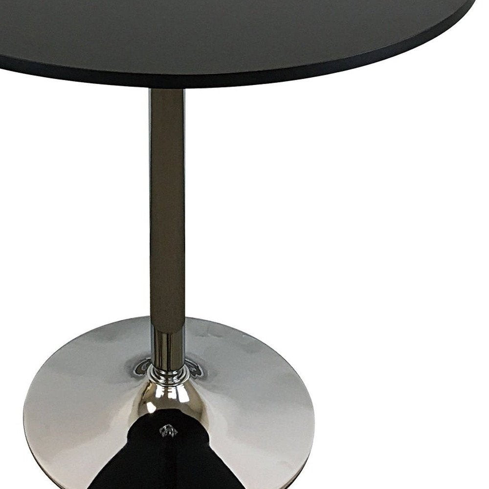 Black and Silver Wood and Metal Pedestal Base Round Top Dining Table - 36-inch