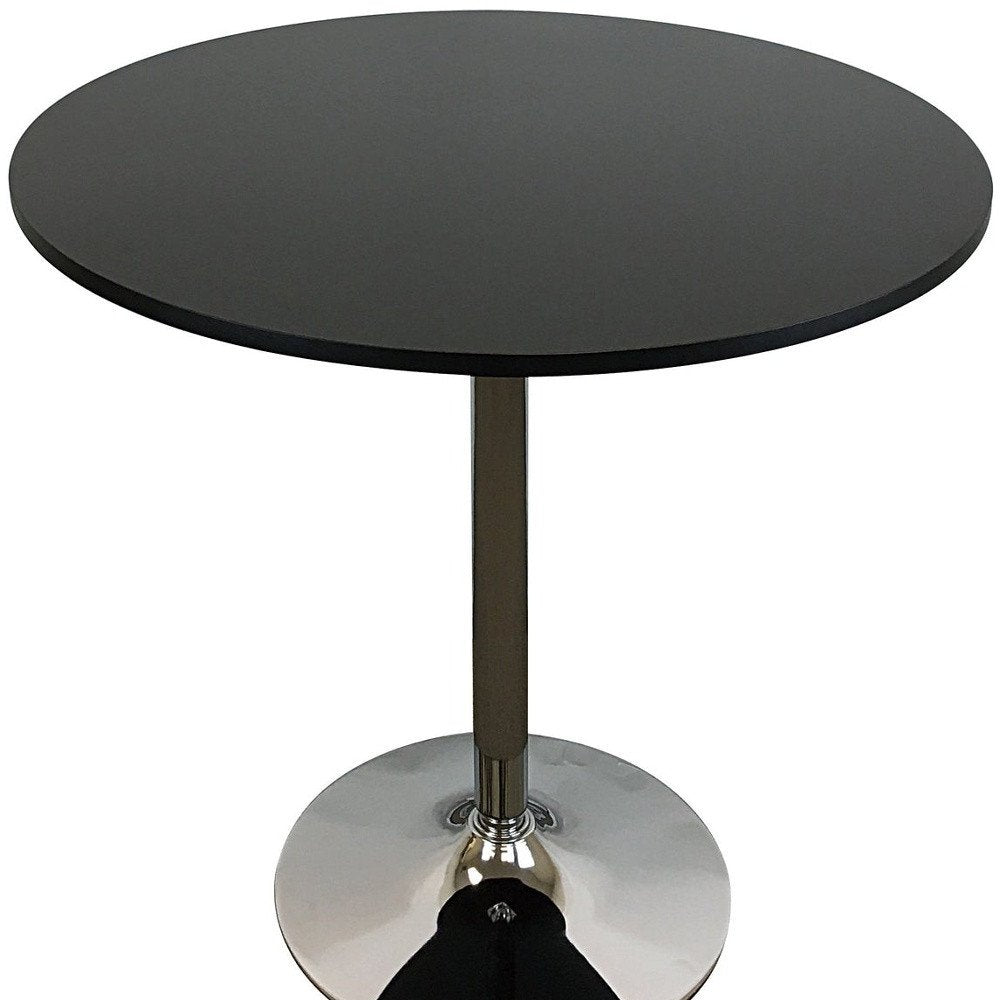 Black and Silver Wood and Metal Pedestal Base Round Top Dining Table - 36-inch
