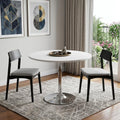 White and Silver Wood and Metal Pedestal Base Round Top Dining Table - 36-inch