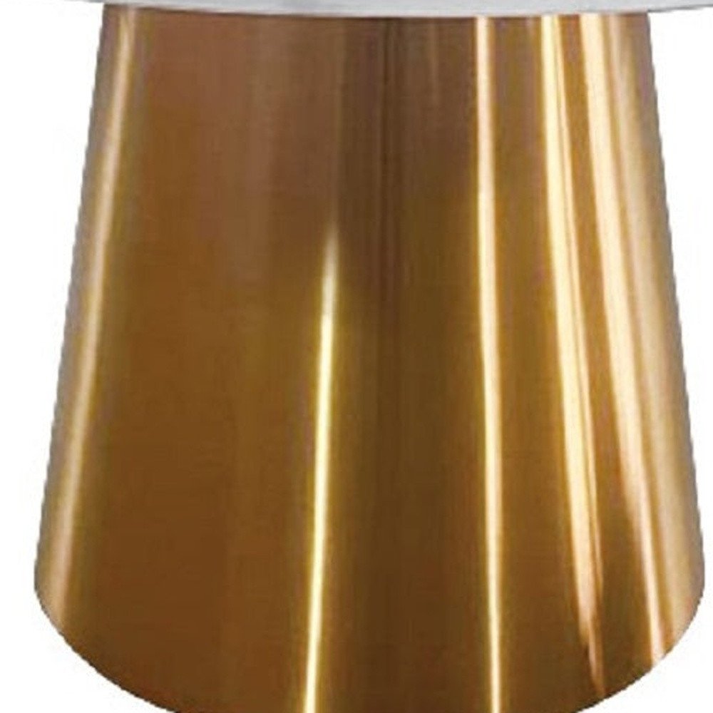 Gray White and Gold Marble and Metal Pedestal Base Round Top Dining Table