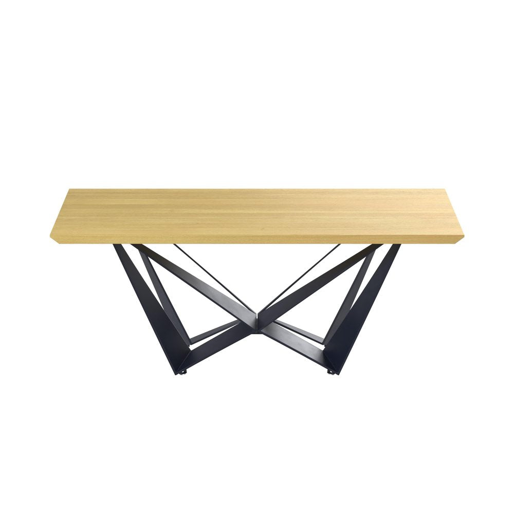 Natural and Black Wood and Metal Trestle Base Dining Table - 79-inch