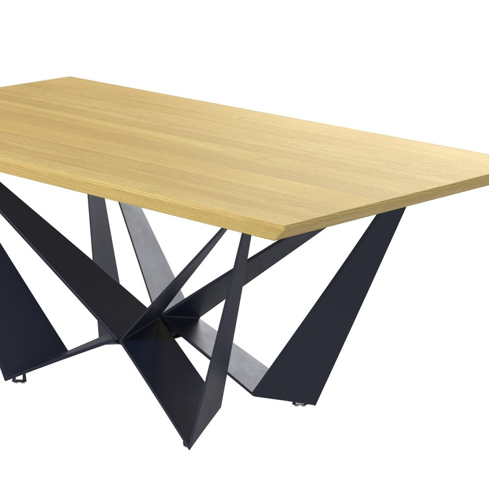 Natural and Black Wood and Metal Trestle Base Dining Table - 79-inch