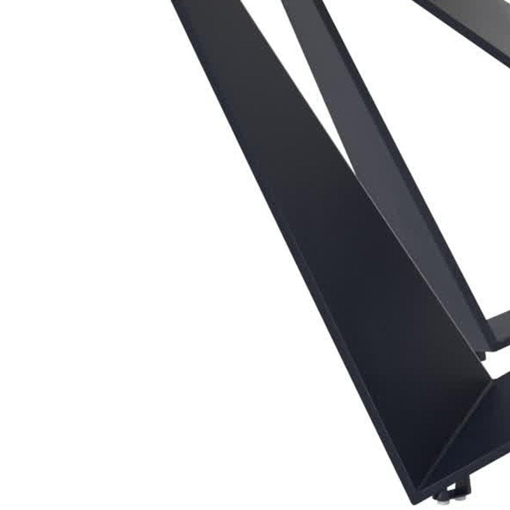 Natural and Black Wood and Metal Trestle Base Dining Table - 79-inch