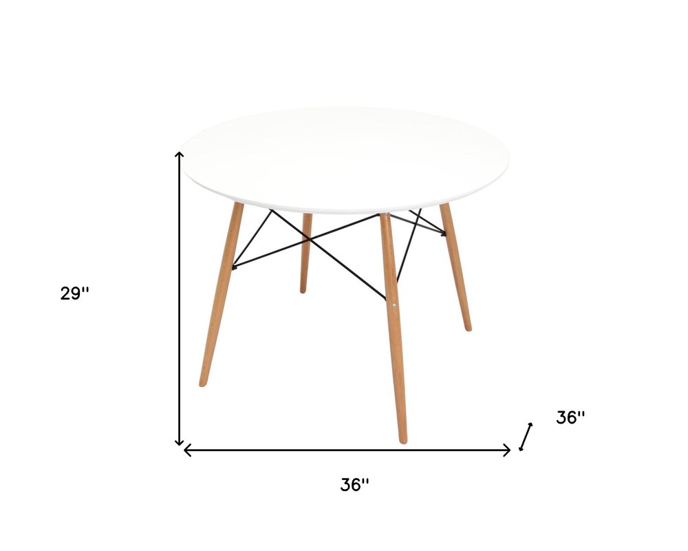 White and Natural Wood Round Top Dining Table - 36-inch