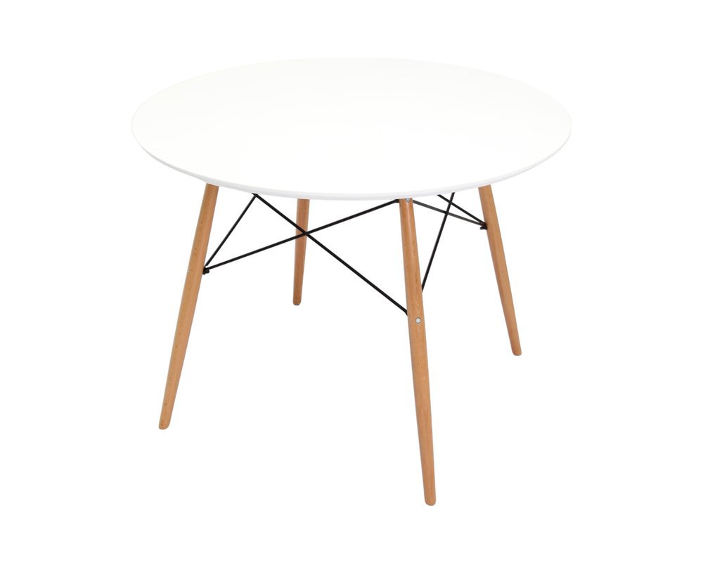 White and Natural Wood Round Top Dining Table - 36-inch