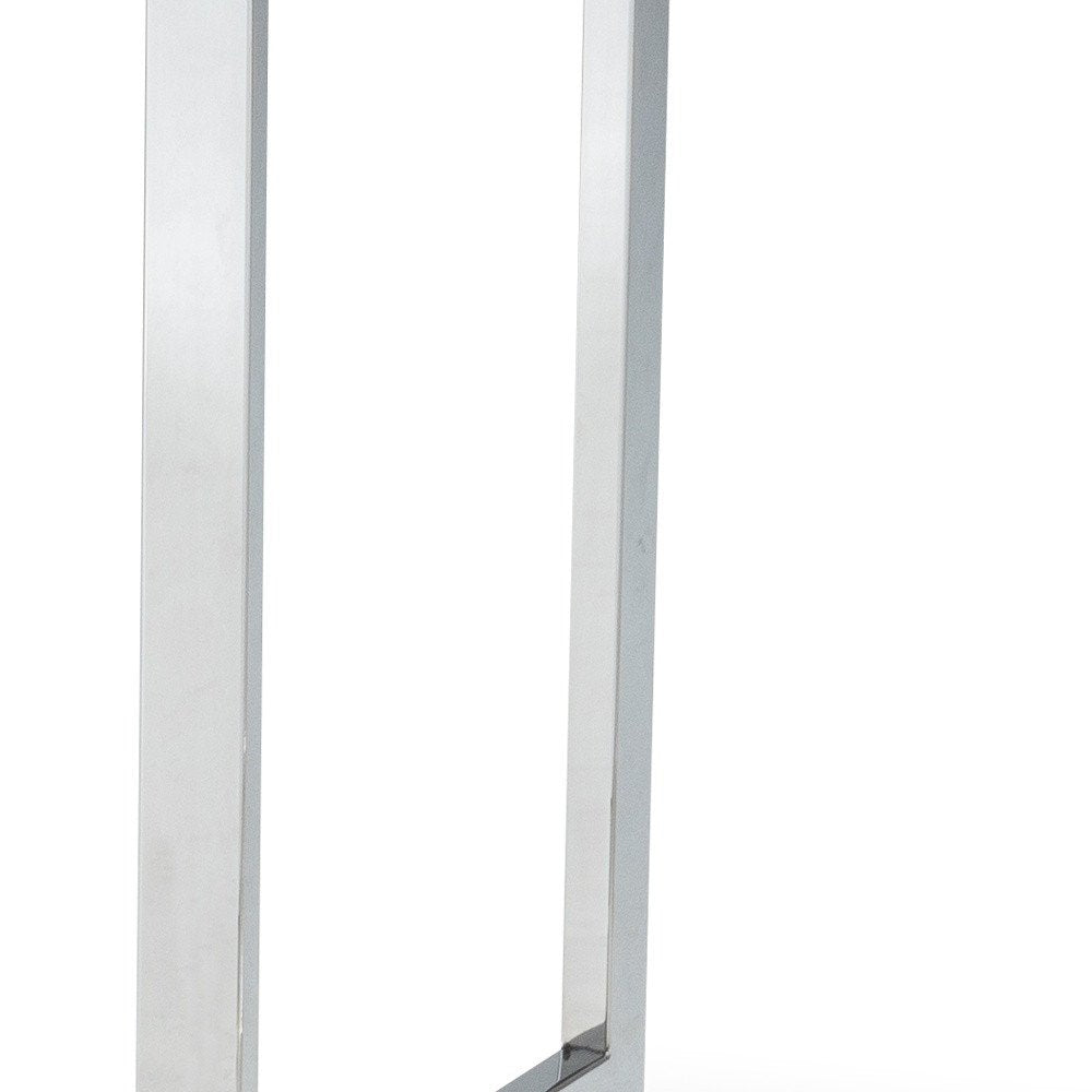 White and Silver Wood and Metal Pedestal Base Square Dining Table - 59-inch