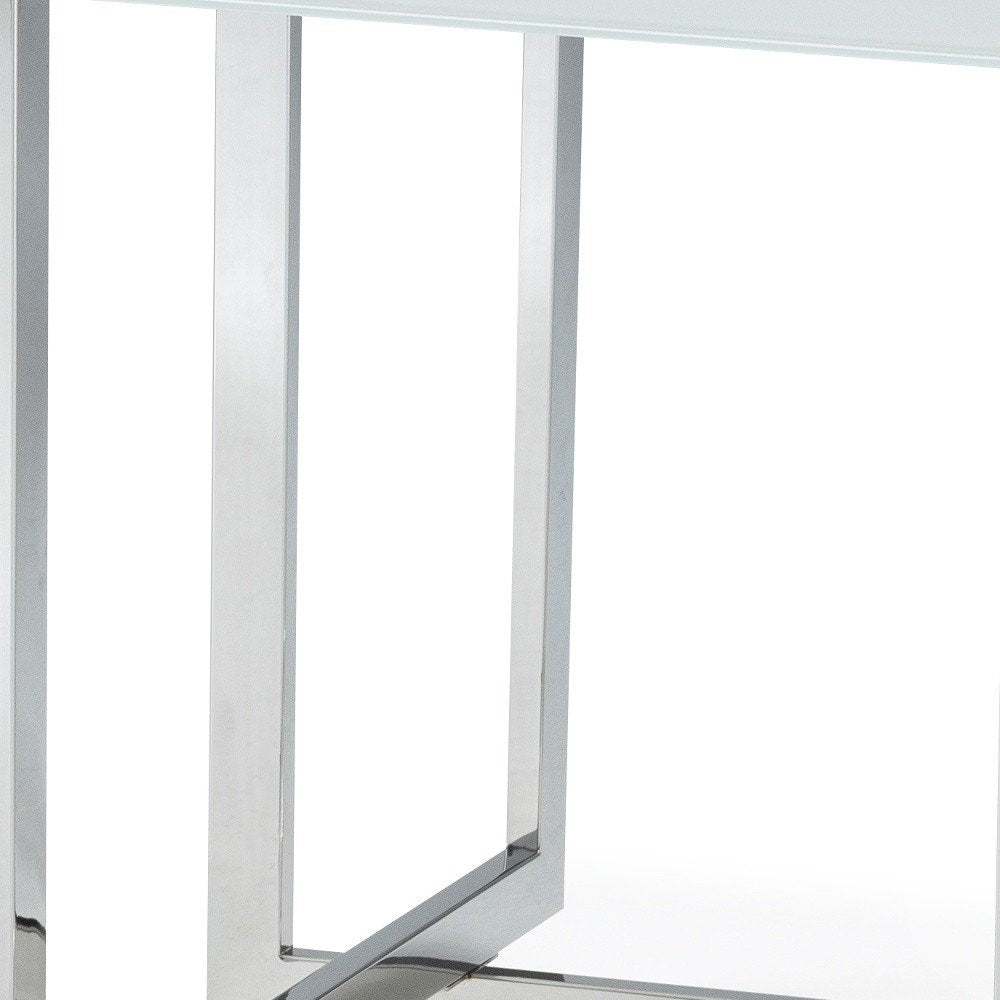 White and Silver Wood and Metal Pedestal Base Square Dining Table - 59-inch