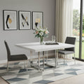 White and Silver Wood and Metal Pedestal Base Square Dining Table - 59-inch