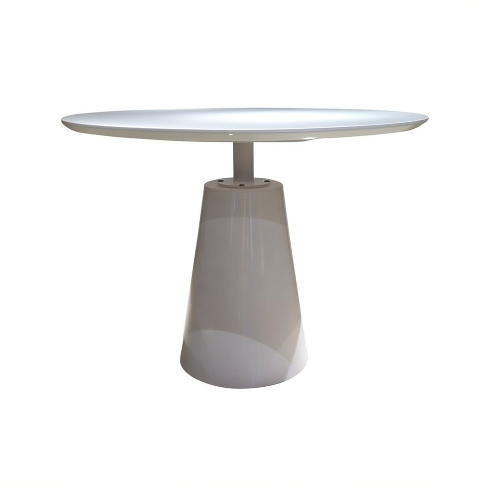 White Wood and Metal Pedestal Base Round Top Dining Table - 36-inch