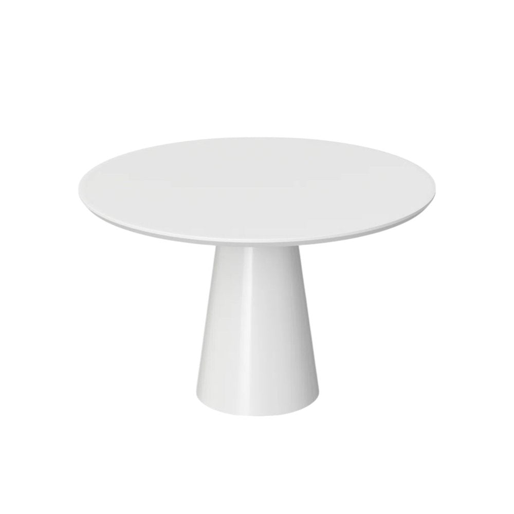White Wood and Metal Pedestal Base Round Top Dining Table - 36-inch