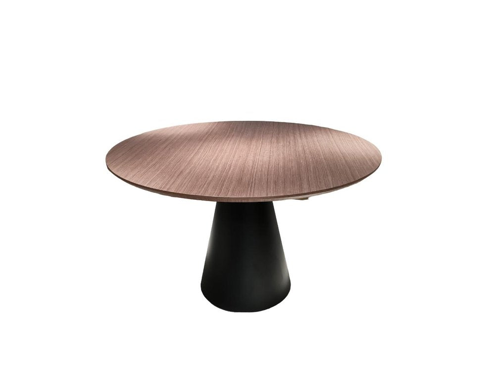 Brown and Black Wood and Metal Pedestal Base Round Top Dining Table - 48-inch