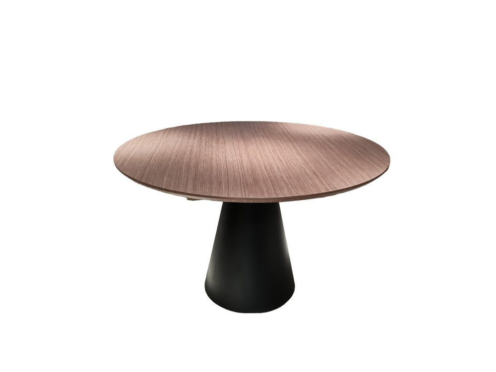 Brown and Black Wood and Metal Pedestal Base Round Top Dining Table - 48-inch