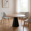 Brown and Black Wood and Metal Pedestal Base Round Top Dining Table - 48-inch