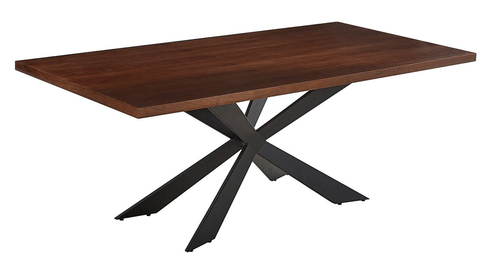 Brown and Black Wood and Metal Cross Leg Base Dining Table - 81-inch