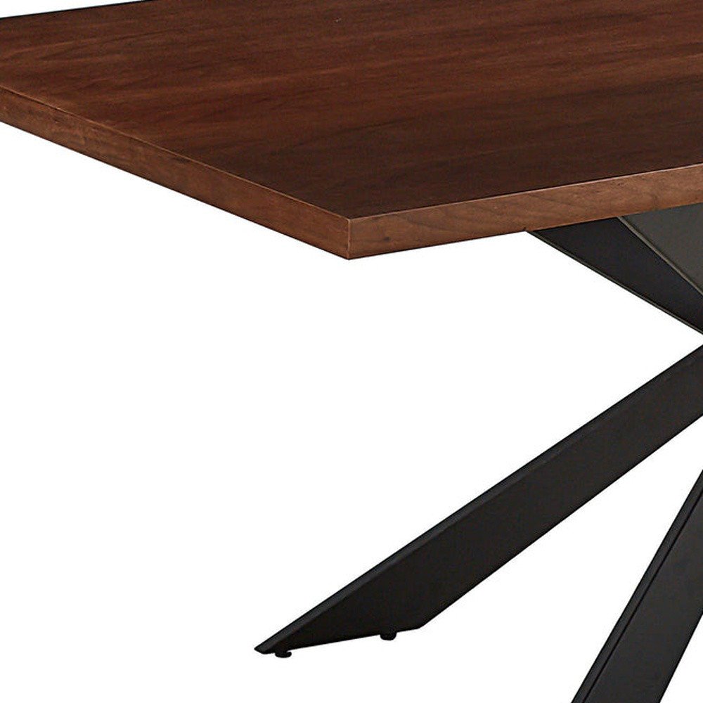 Brown and Black Wood and Metal Cross Leg Base Dining Table - 81-inch