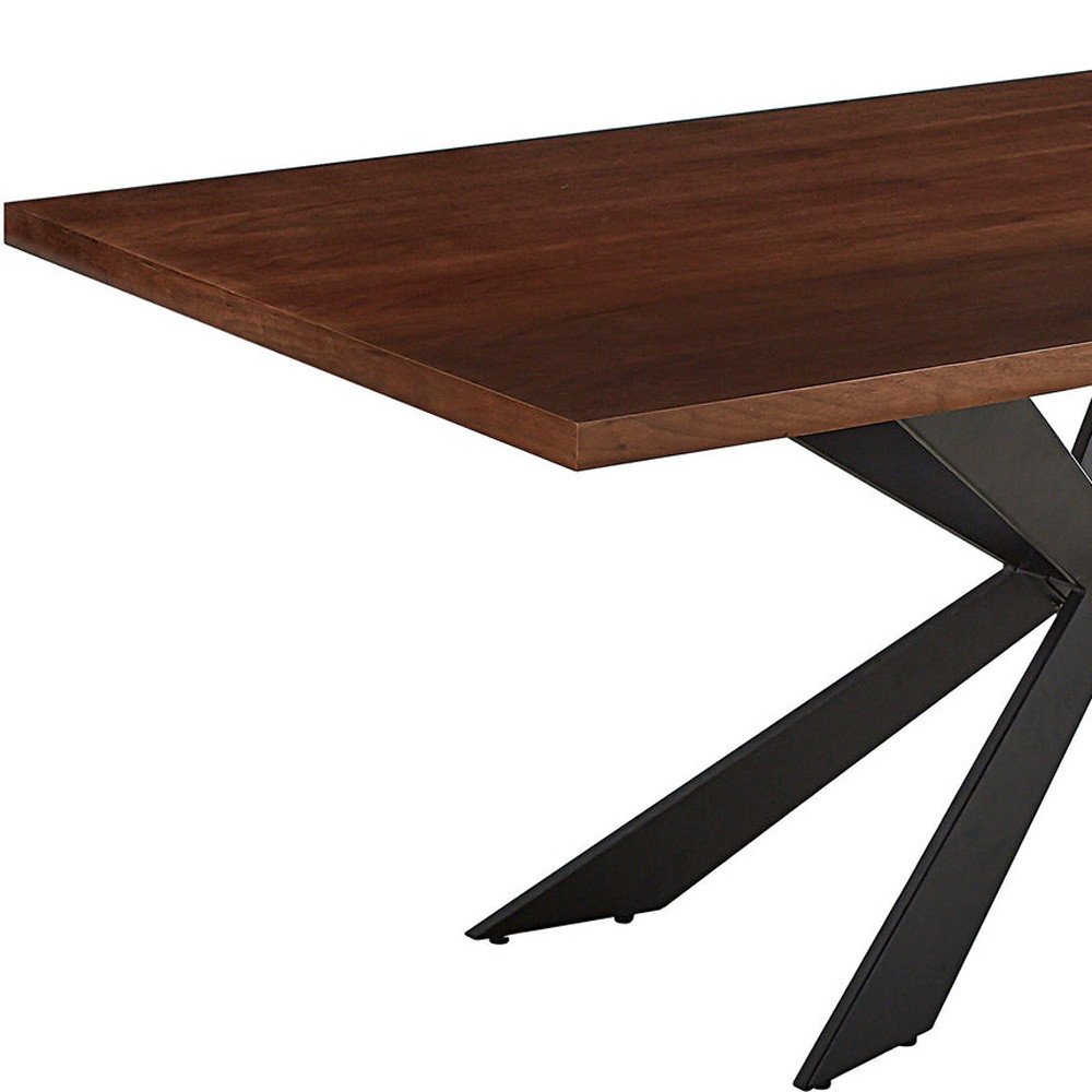 Brown and Black Wood and Metal Cross Leg Base Dining Table - 81-inch