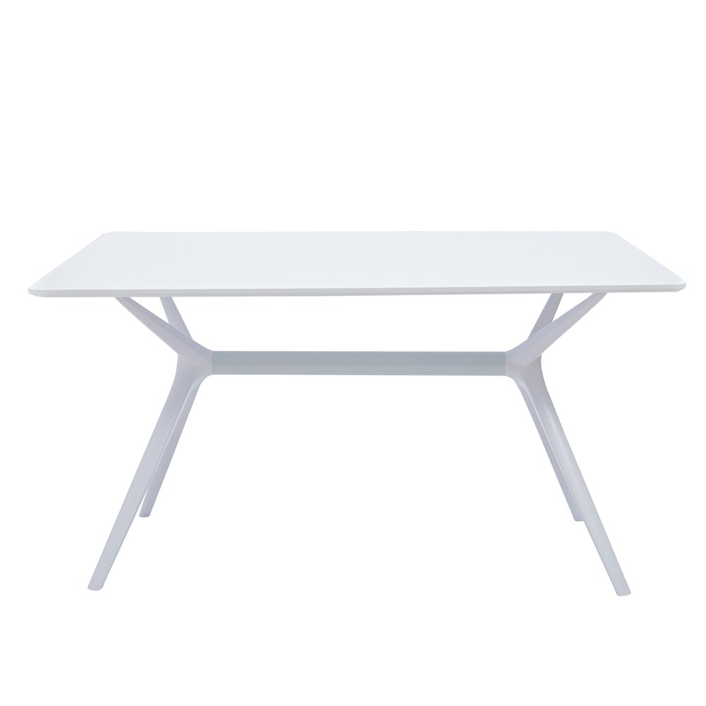 White Wood and Heavy Duty Plastic Trestle Base Dining Table - 47-inch