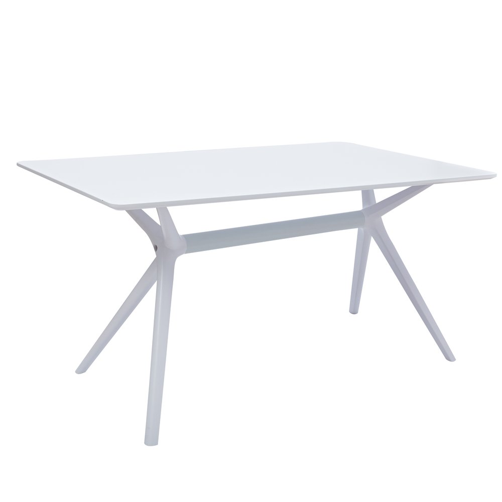 White Wood and Heavy Duty Plastic Trestle Base Dining Table - 47-inch