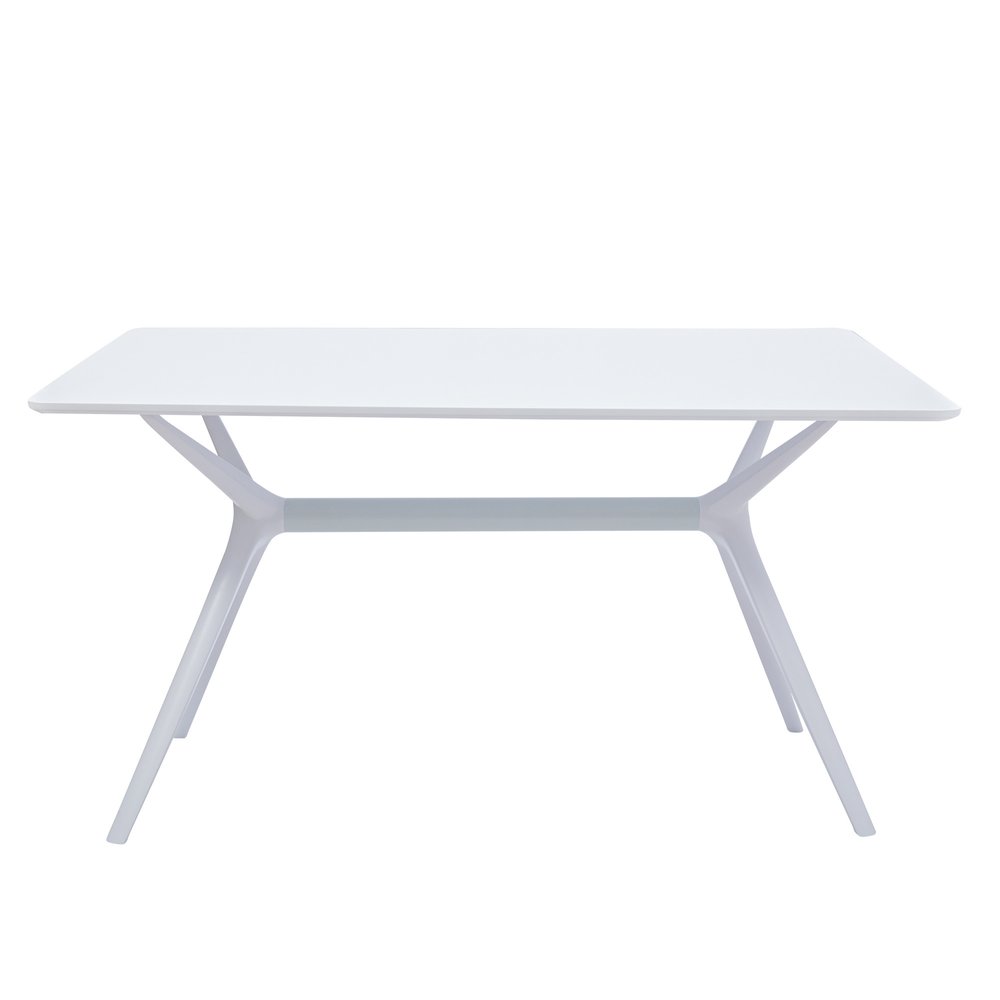 White Wood and Heavy Duty Plastic Trestle Base Dining Table - 47-inch