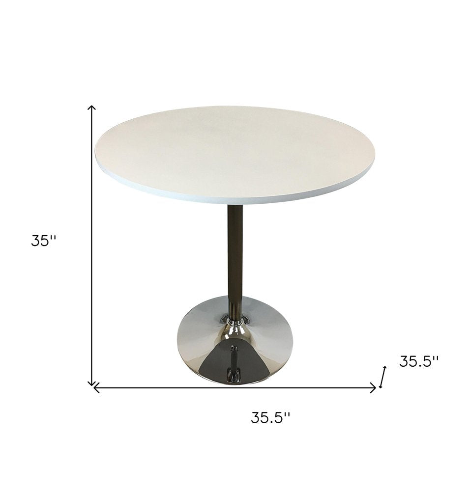 Black and Silver Wood and Metal Pedestal Base Round Top Dining Table - 36-inch