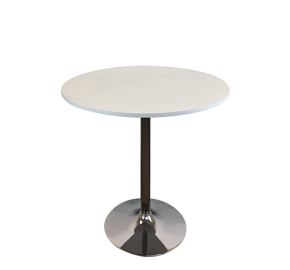 White and Silver Wood and Metal Pedestal Base Round Top Dining Table - 36-inch