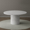 Gray and White Marble Pedestal Base Round Top Dining Table - 60-inch