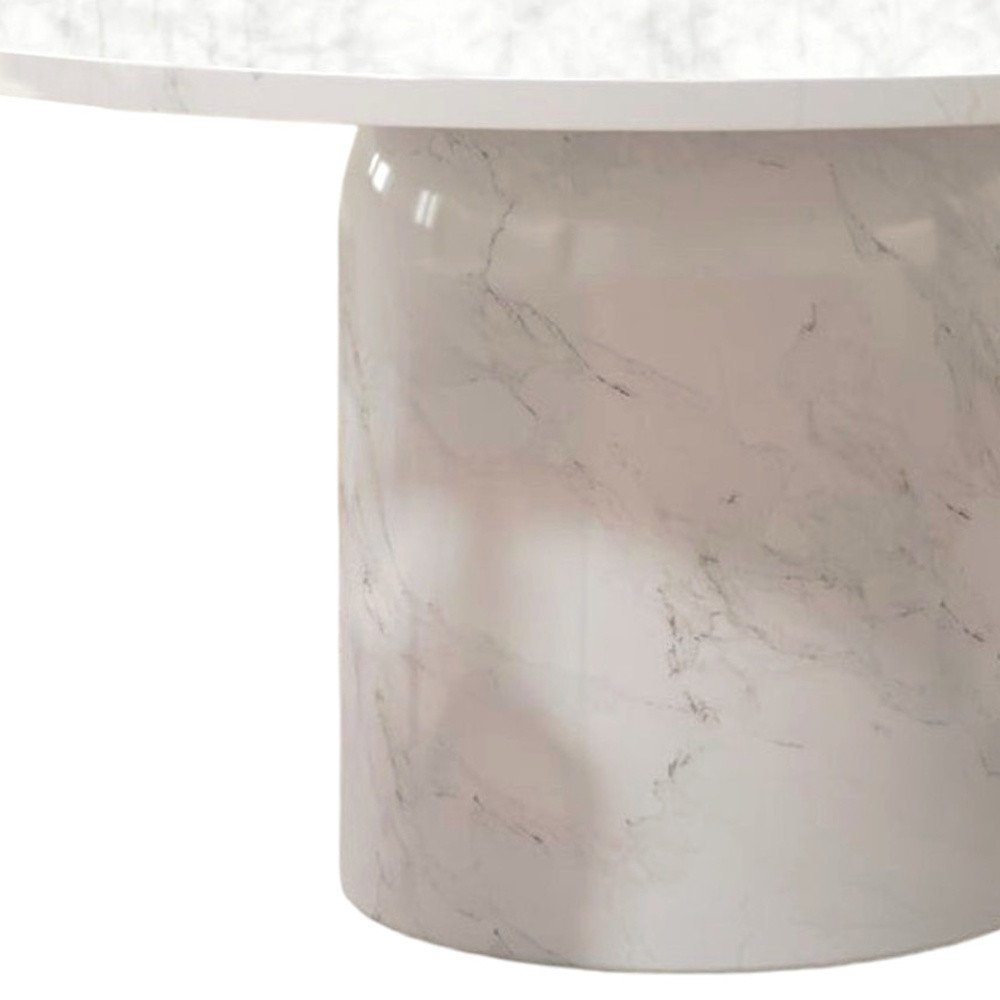 Gray and White Marble Pedestal Base Round Top Dining Table - 60-inch
