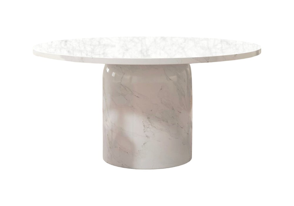 Gray and White Marble Pedestal Base Round Top Dining Table - 60-inch