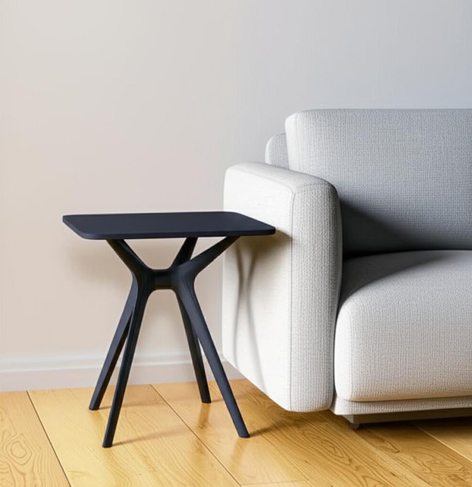 Black Heavy Duty Plastic Square End Table - 27-inch