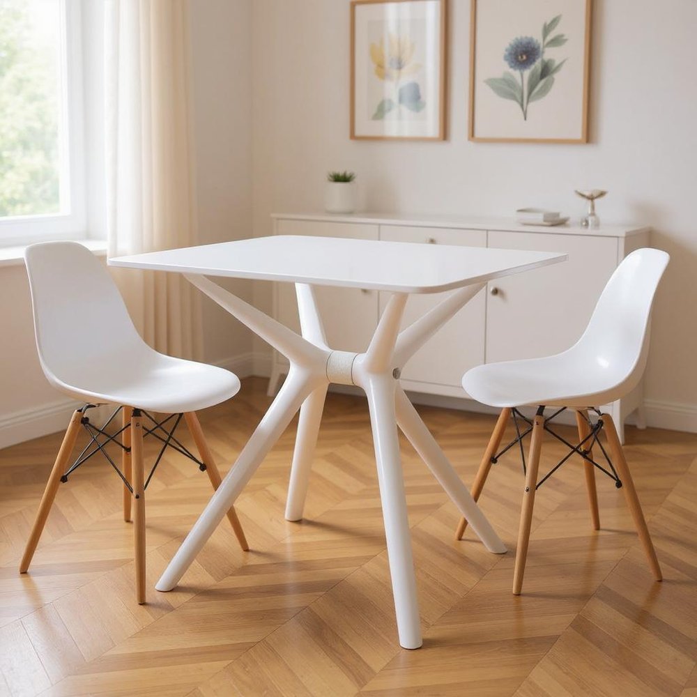 White Heavy Duty Plastic Trestle Base Dining Table - 28-inch