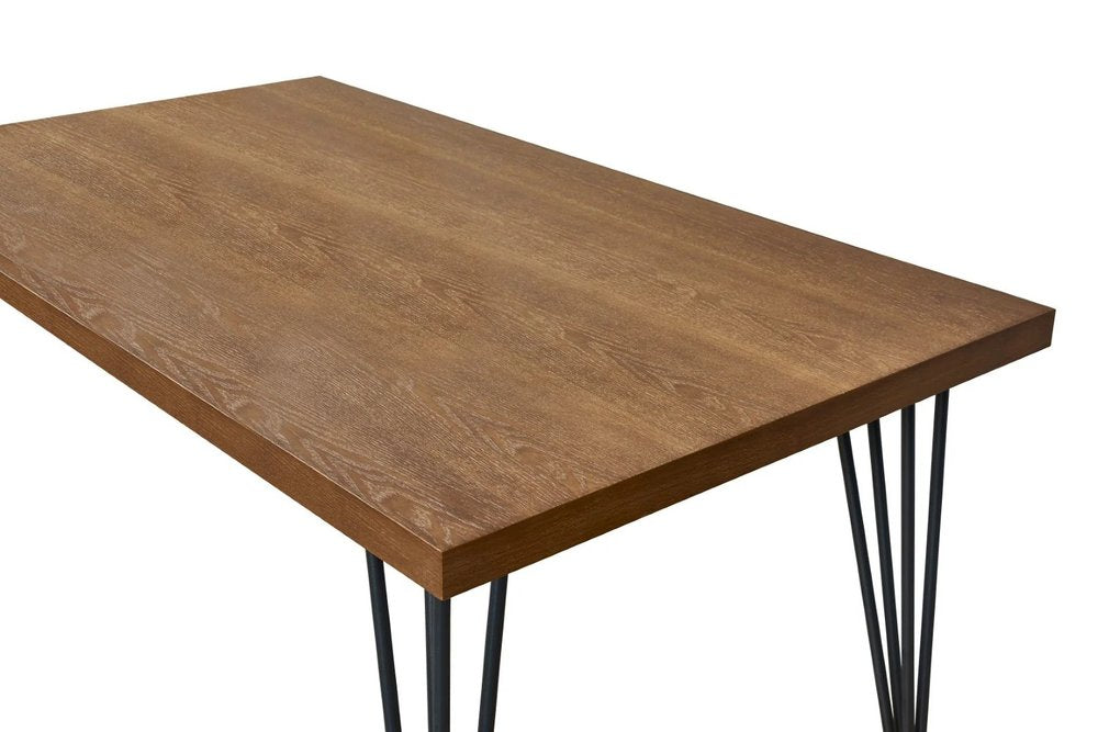 Brown and Black Wood and Metal Dining Table - 63-inch