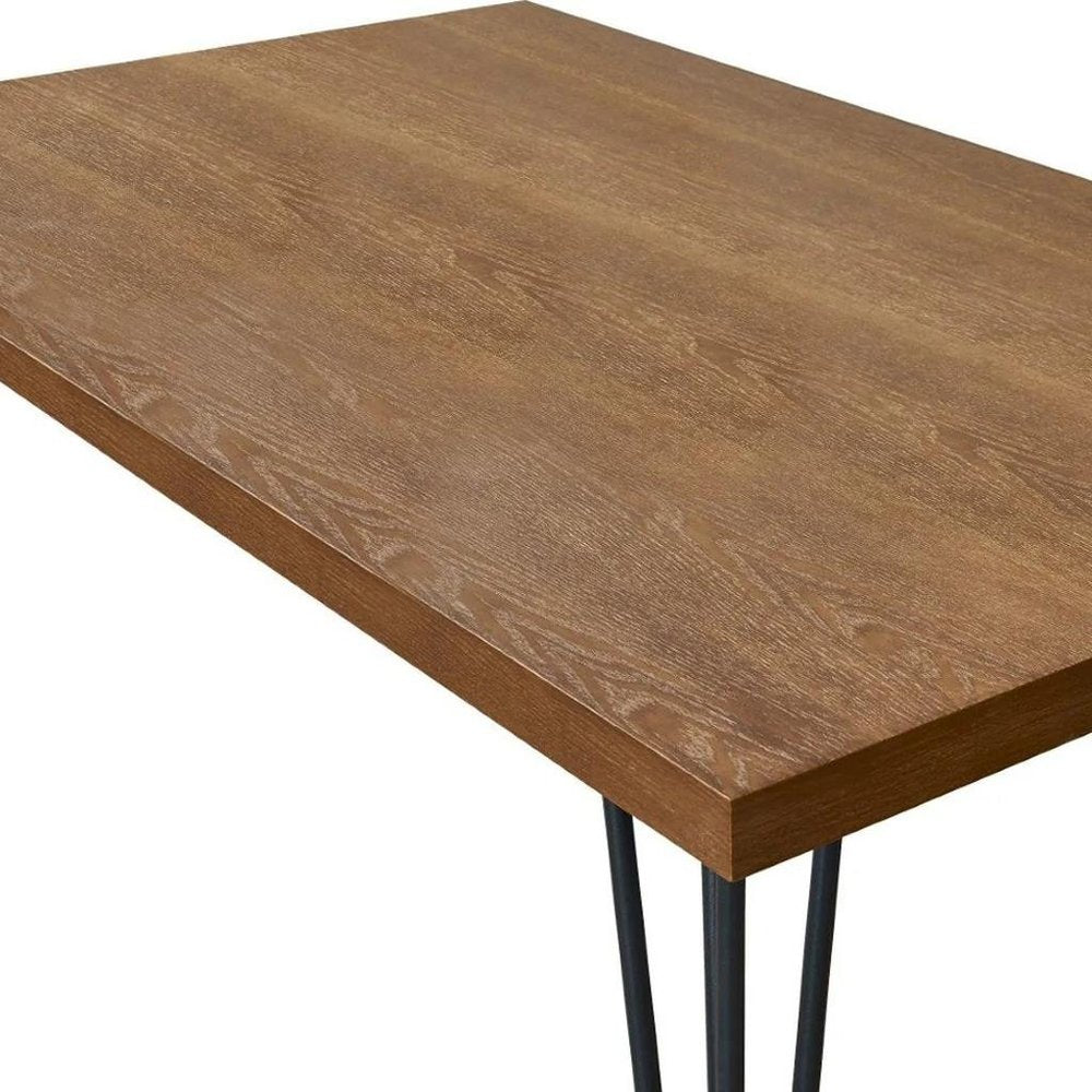 Brown and Black Wood and Metal Dining Table - 63-inch
