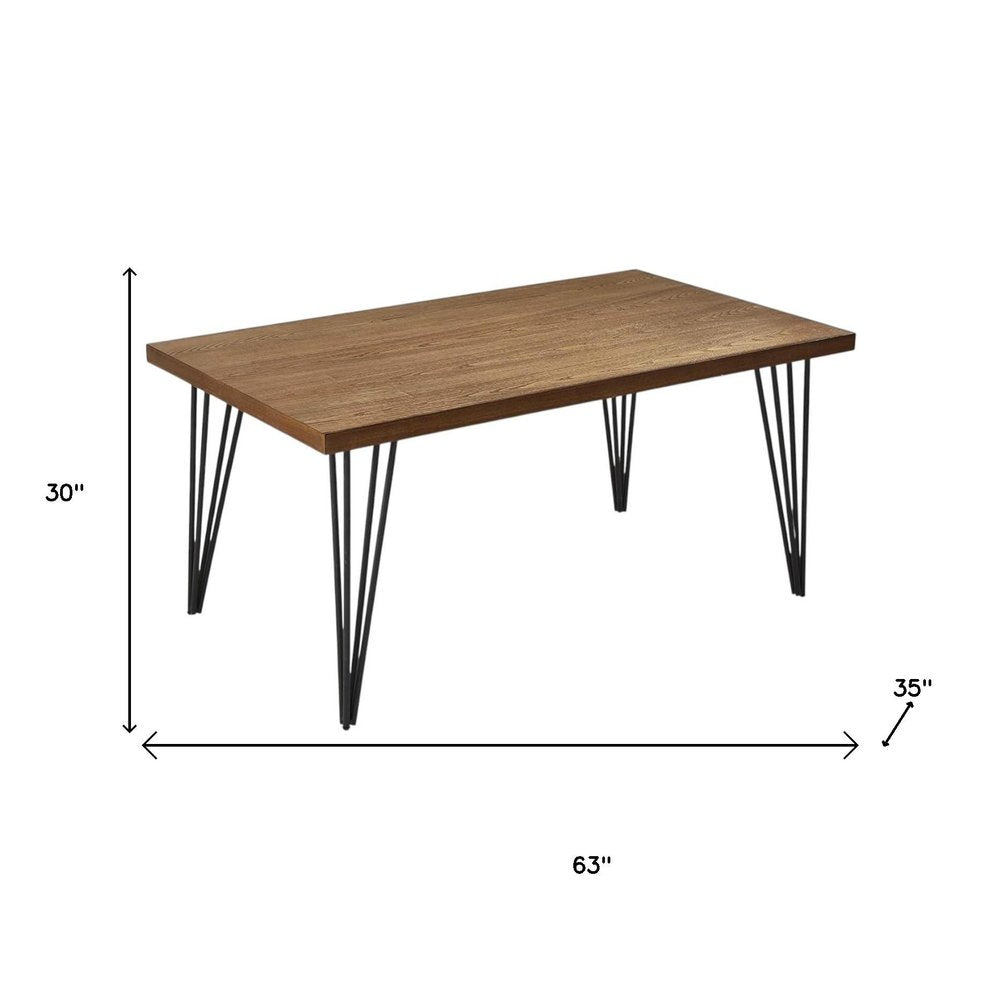 Brown and Black Wood and Metal Dining Table - 63-inch