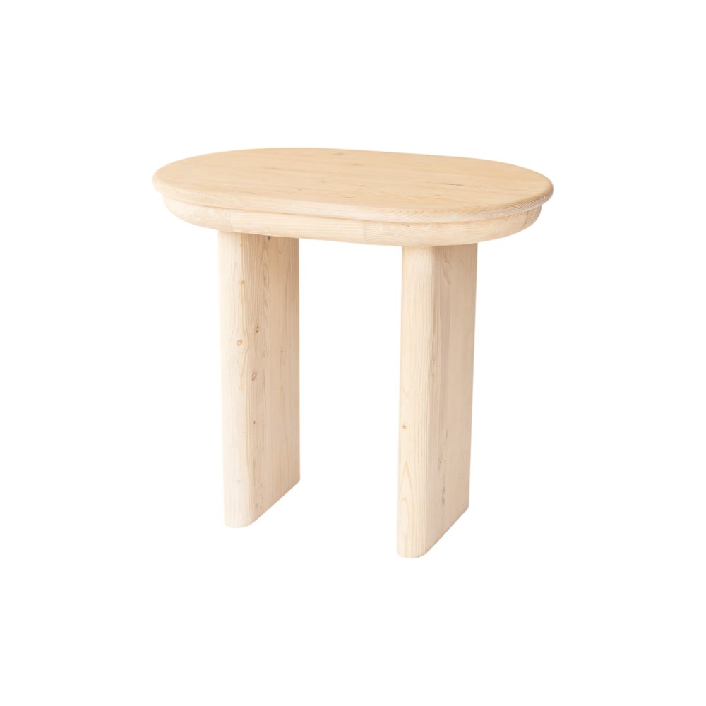 Natural Solid Wood Oval Sled End Table - 22-inch
