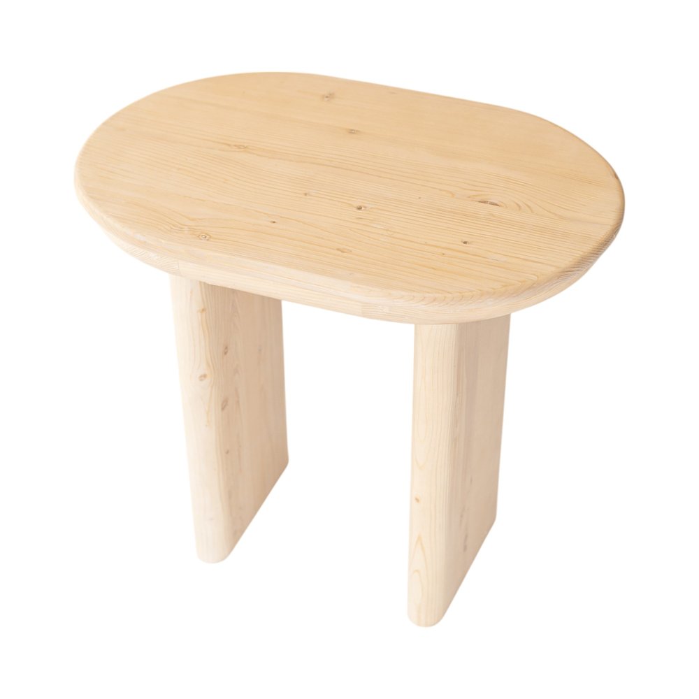 Natural Solid Wood Oval Sled End Table - 22-inch