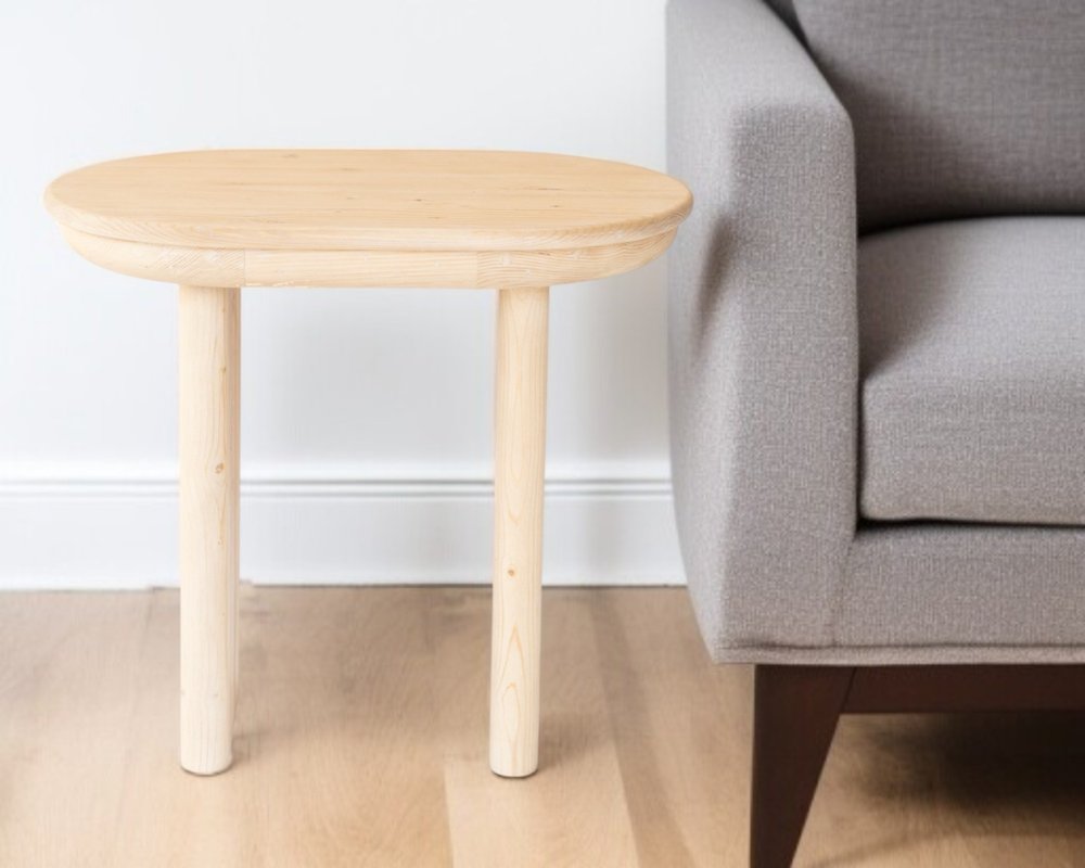 Natural Solid Wood Oval Sled End Table - 22-inch