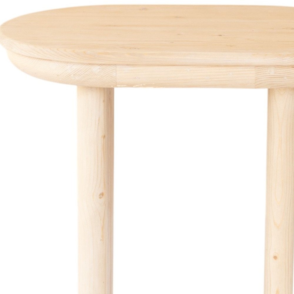 Natural Solid Wood Oval Sled End Table - 22-inch