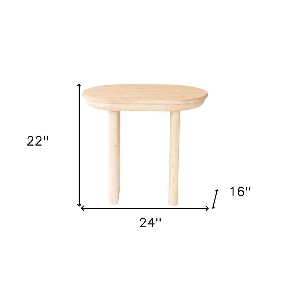 Natural Solid Wood Oval Sled End Table - 22-inch