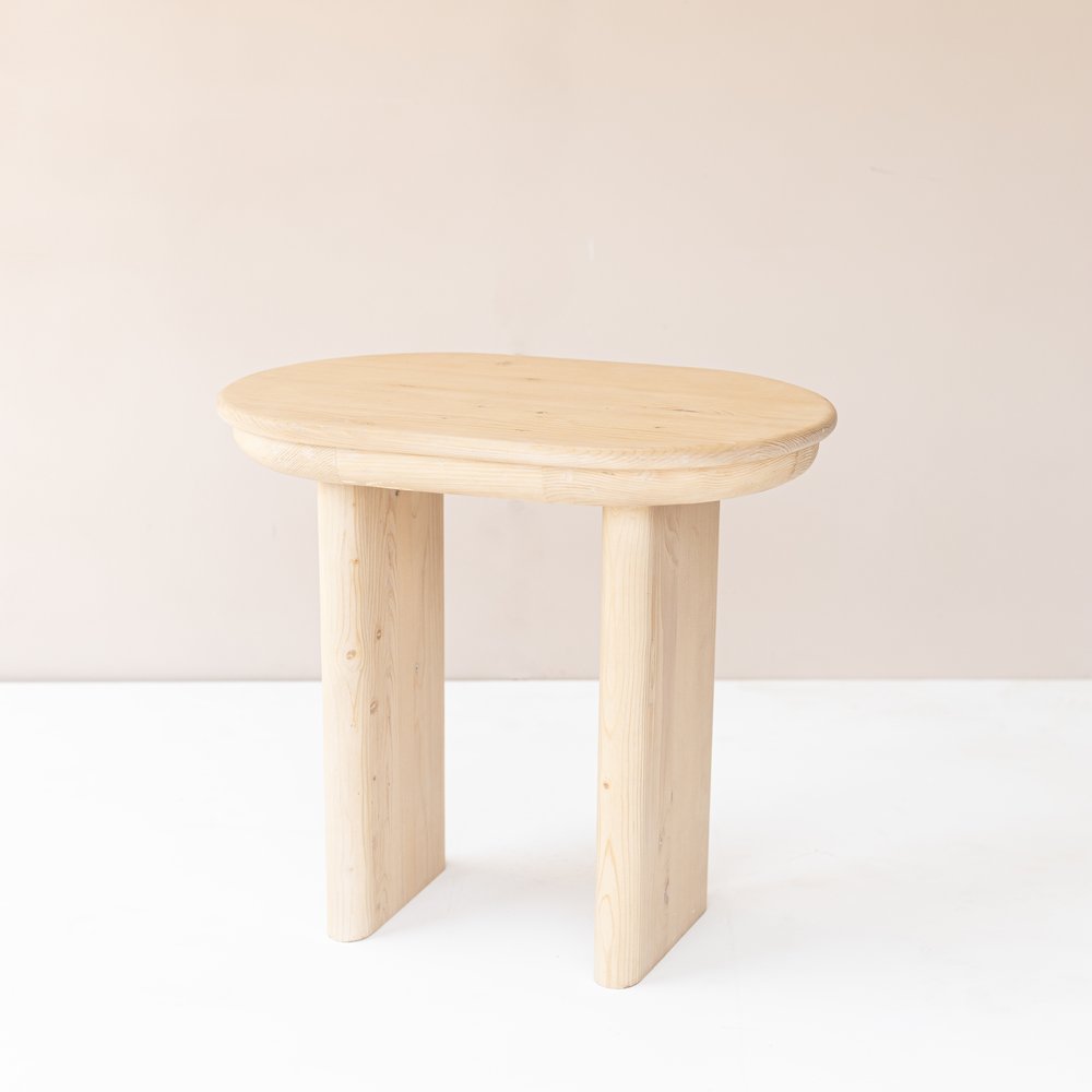 Natural Solid Wood Oval Sled End Table - 22-inch
