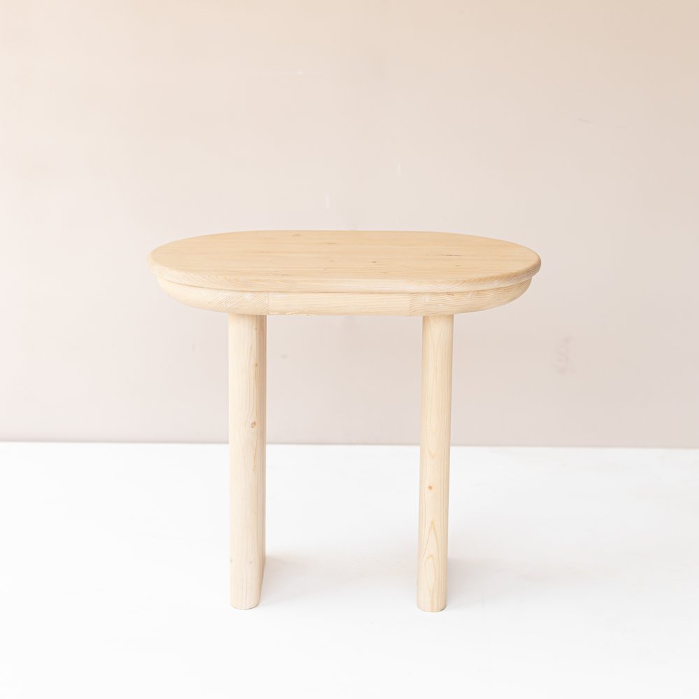 Natural Solid Wood Oval Sled End Table - 22-inch