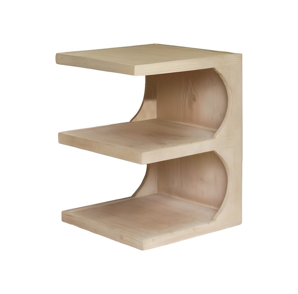Natural Solid Wood End Table with Two Shelves - 24-inch