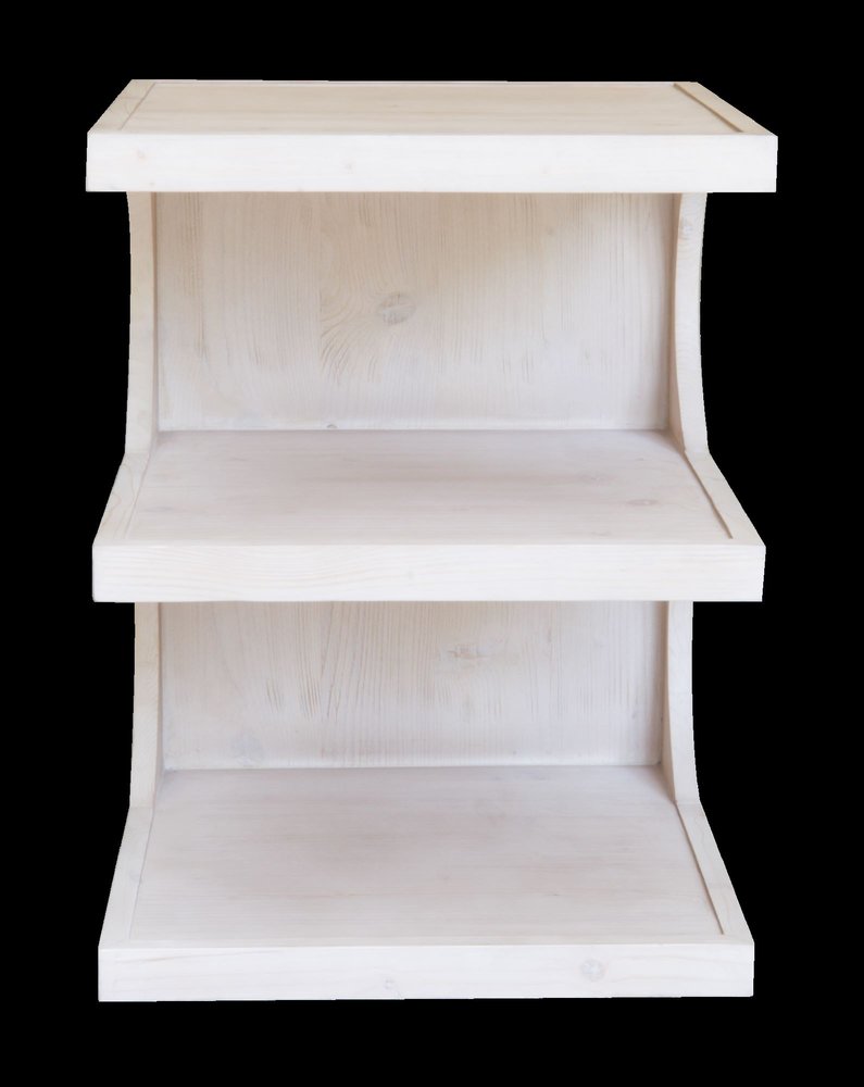 Natural Solid Wood End Table with Two Shelves - 24-inch