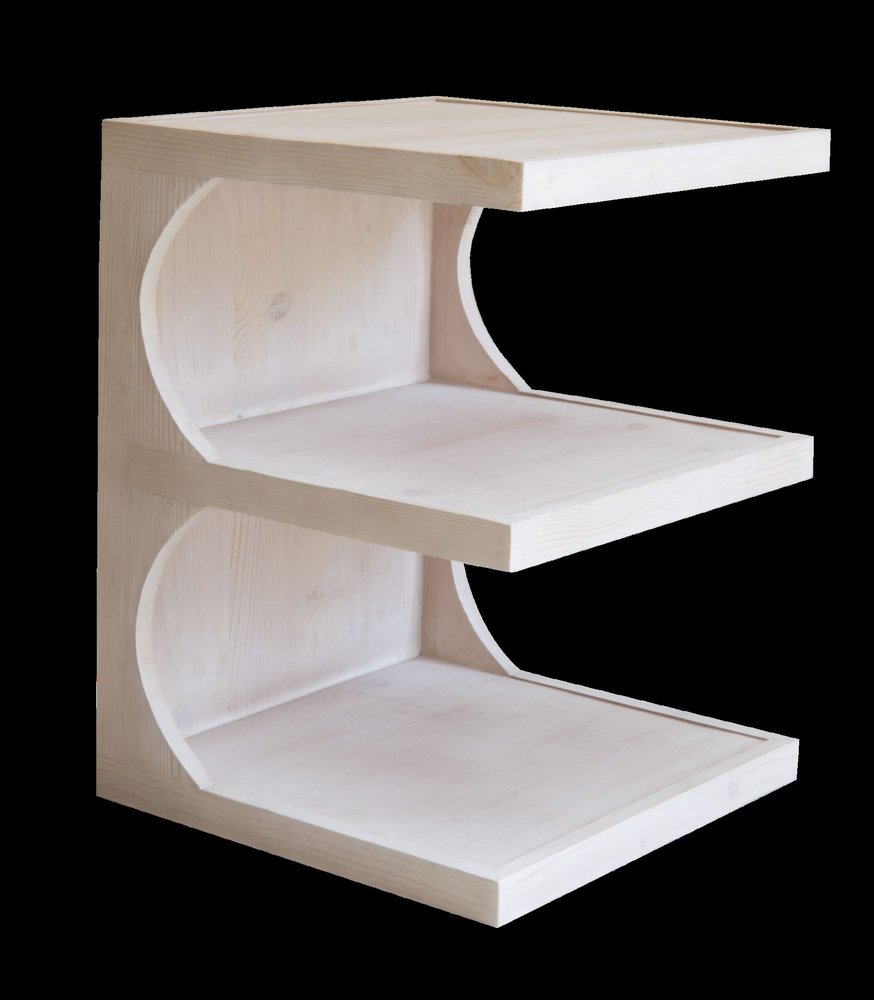 Natural Solid Wood End Table with Two Shelves - 24-inch
